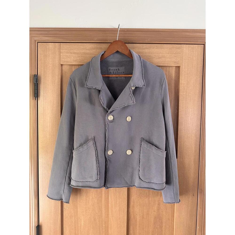 Frank & Eileen Mini Belfast Crop Knit Peacoat In Elephant Women’s size Medium - Picture 2 of 15